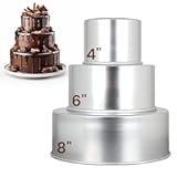 Tall Round Cake Pans - 4-inch&comma; 6-inch&comma; 8-inch Cake Pan Set for 3-Tiered Cake - Aluminum Cake Pans Sets for Baking Wedding or Birthday Cakes and More