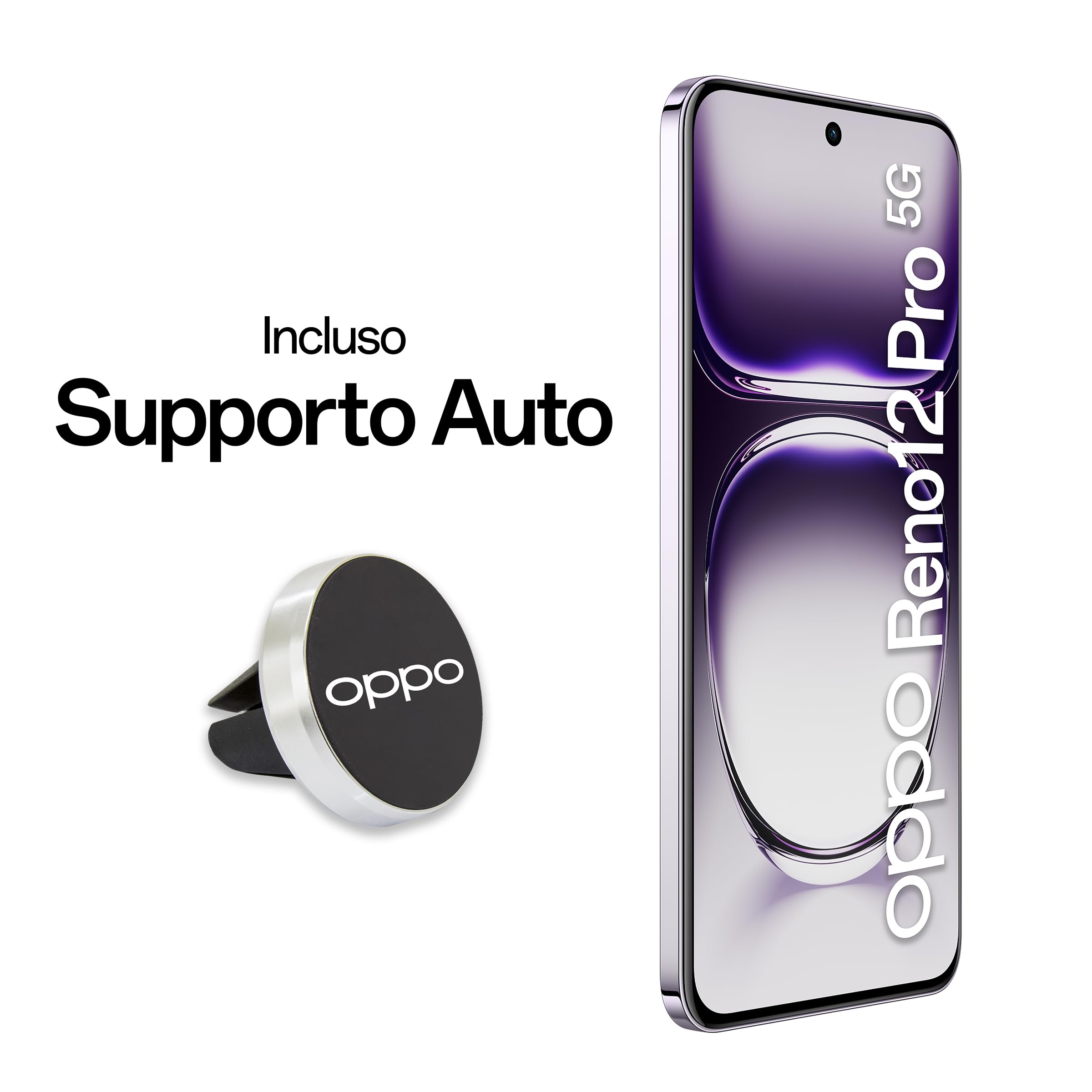 OPPO Reno12 Pro 5G AI Smartphone, Tripla fotocamera 50+50+8MP, Selfie 50MP, Display 6.7” 120HZ AMOLED FHD+, 5000mAh, RAM 24GB (12+12) +ROM 512GB, Supporto Auto, [Versione Italia], Nebula Silver