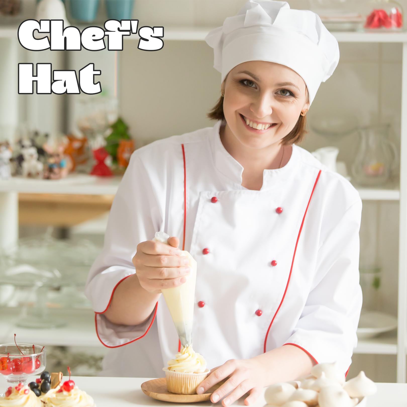 Kochmütze Herren,Unisex Kochmütze Kostüm Kochhaube,Verstellbar Kochhut Baumwolle kochmütze Damen Chef Hat