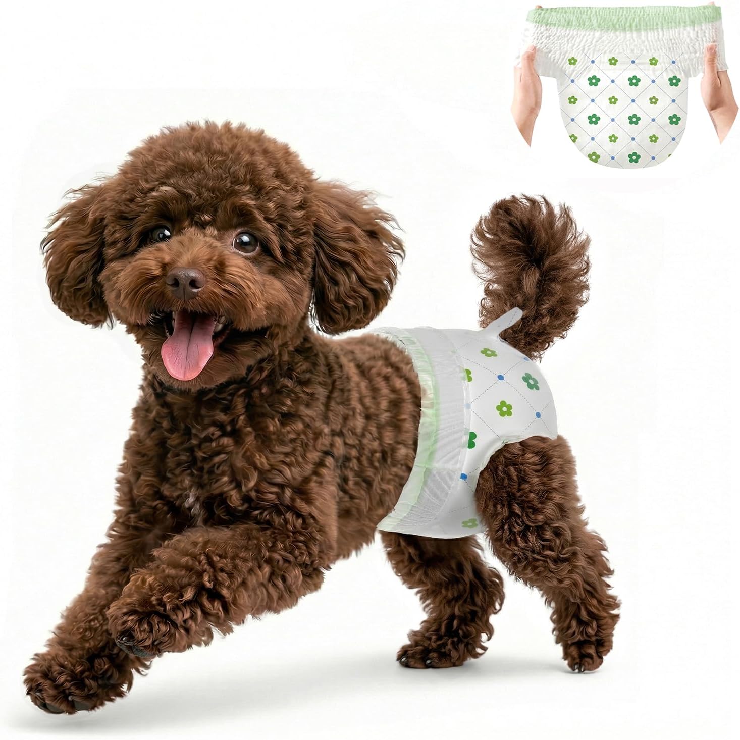 Ambreview Dog Diapers Female Disposable, 360° Pull it Up Stretch Waist & No Velcro Design, Leak-Proof & Absorbent Puppy Diapers for Female Dogs in Heat/Incontinence, XL 30 Count