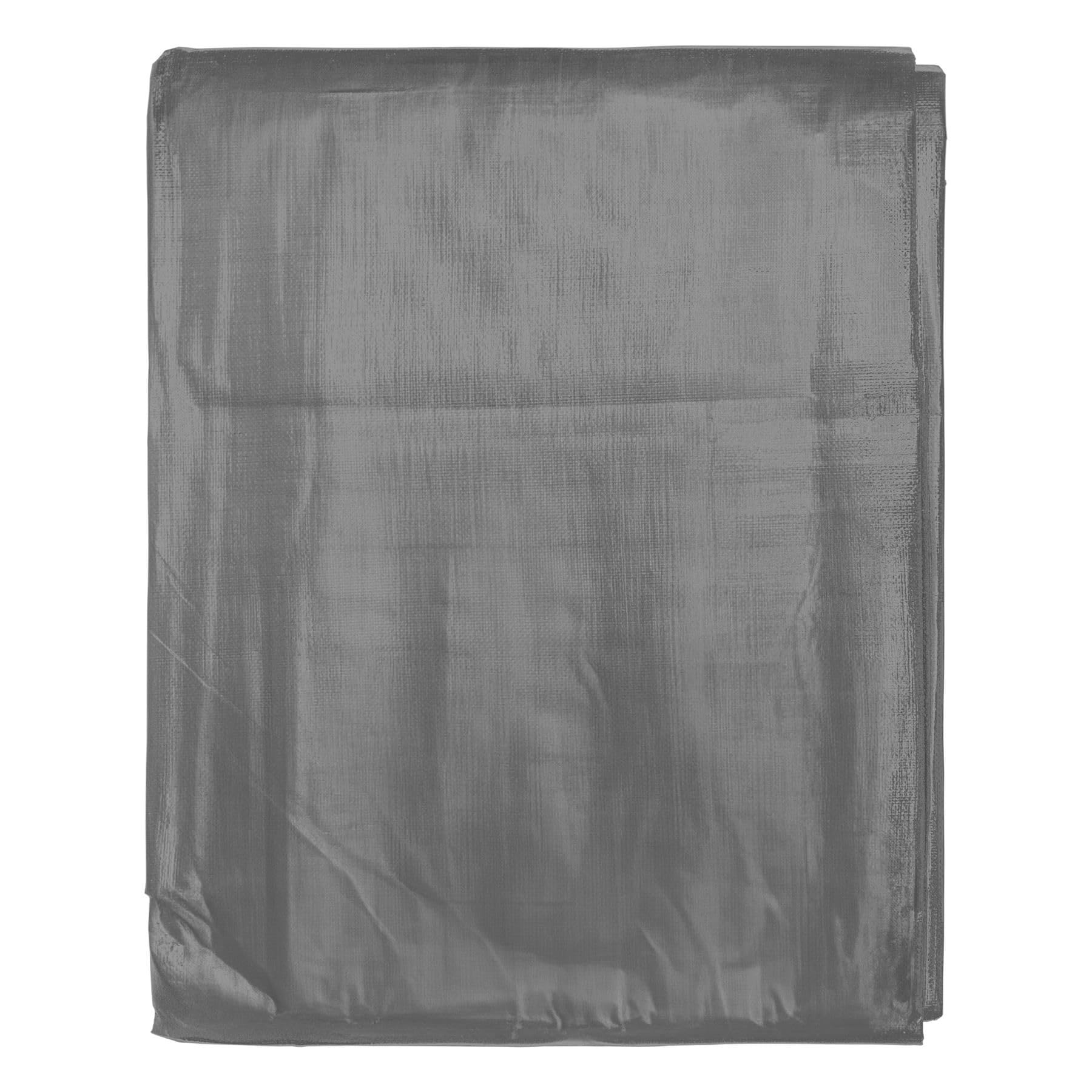 Picraft 200GSM Grey Tarpaulin Sheet, (6m x 6m), Heavy Duty Cover | Heavy Duty Grey Poly Sheet with 12mm Rust-Proof Aluminium Eyelets Every 1m, Ideal for Construction and Machinery