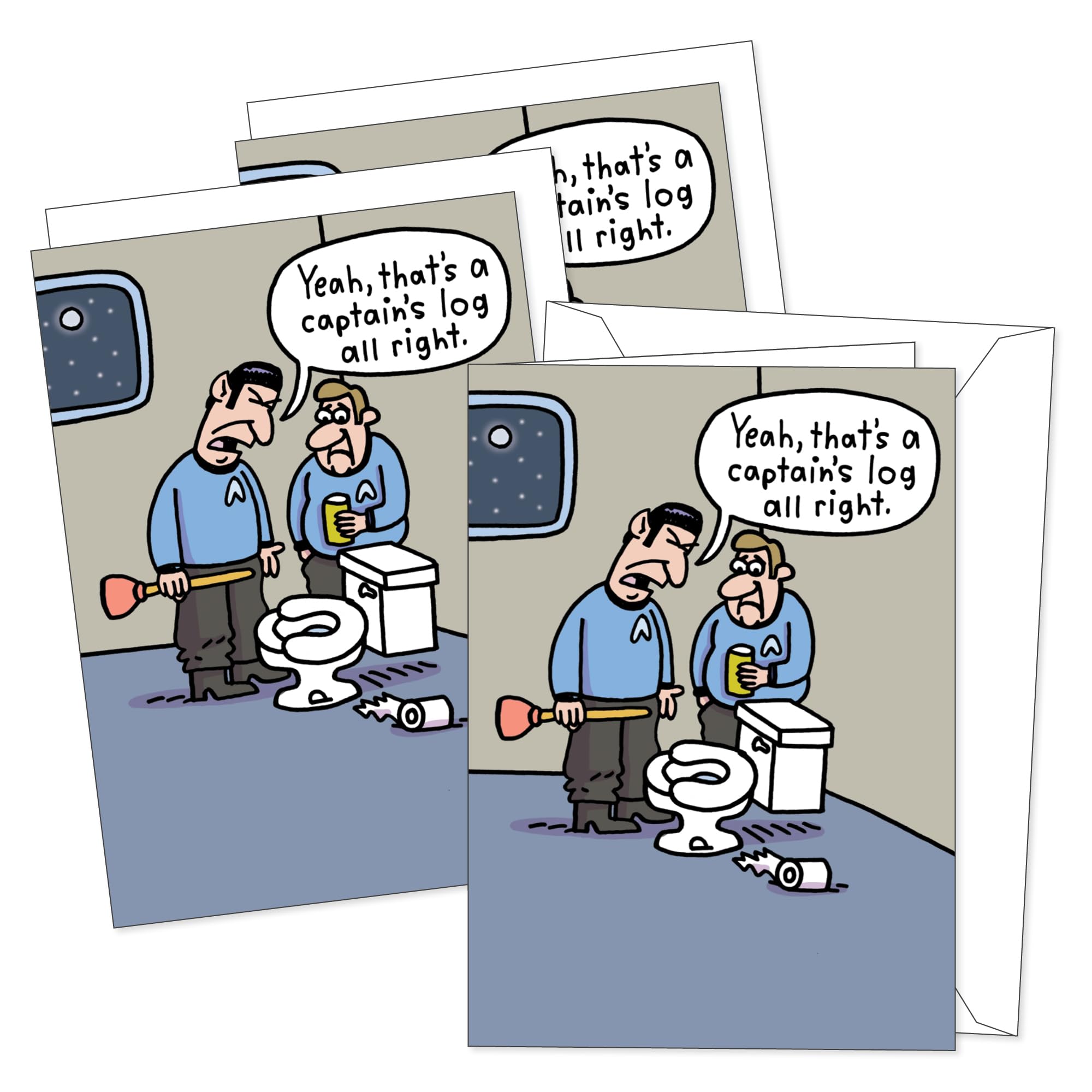 Men's Funny Adult Birthday Greeting Card (5" x 7") by Smart Alex 3 Pack + 3 Envelopes (Star Trek Captain's Log)