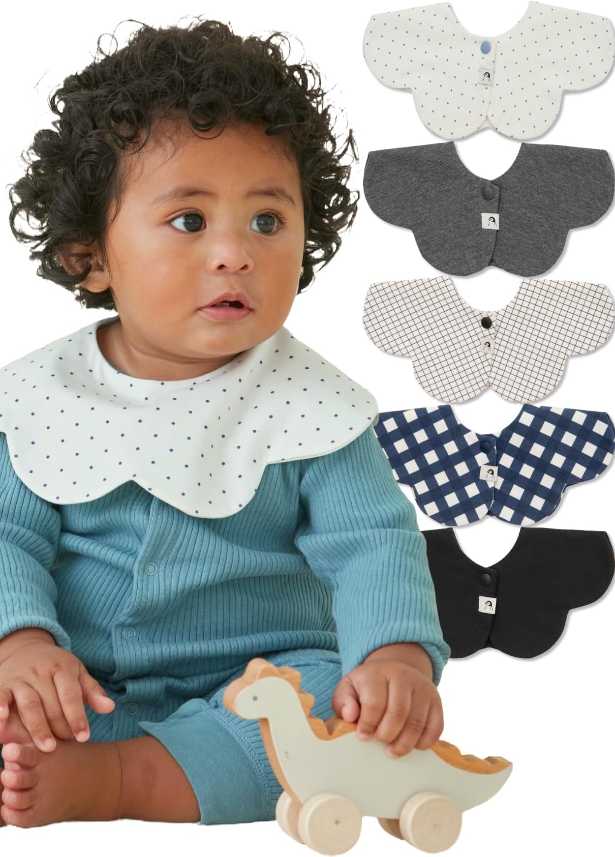 Konny Baby Bib 3/5/7-Pack Set, 360 ​​° Rotate, Soft and Absorbent Drooling for Toddler Boys Girls Baby Essentials