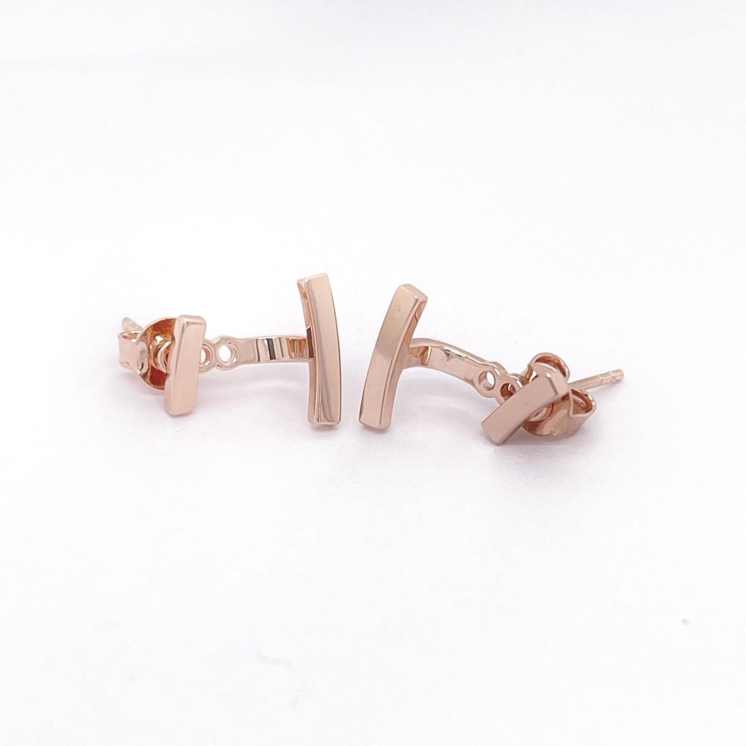 Double Bar Ear Jacket in Sterling Silver 925 with Rose Gold Finish