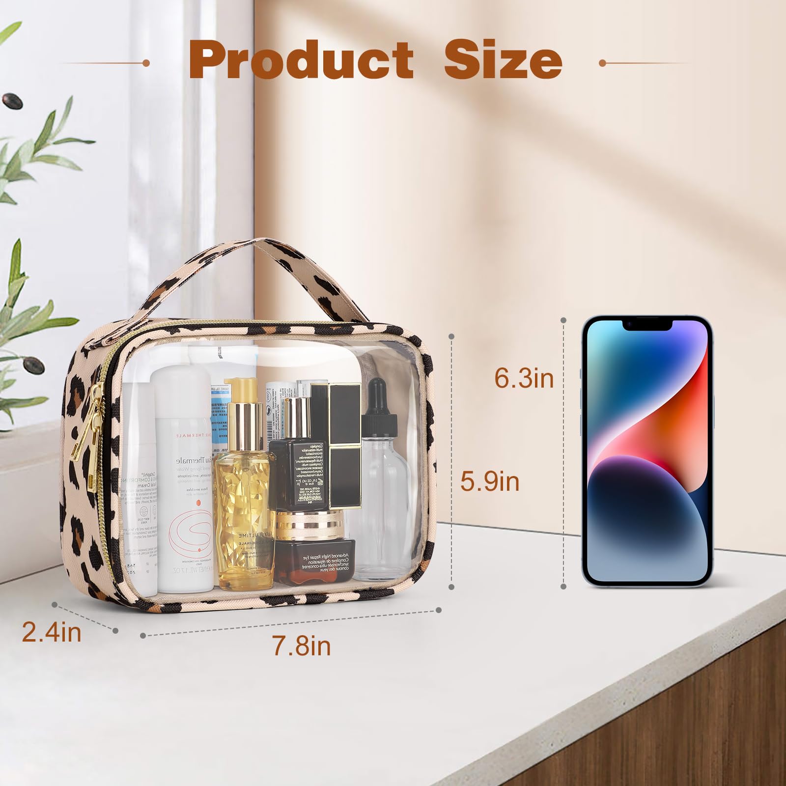 Wedama Neceser aprobado por la TSA, paquete de 3 bolsas de maquillaje transparentes con asas, bolsas de cosméticos transparentes de PVC de tamaño de cuarto de galón para mujeres y hombres, bolsa de