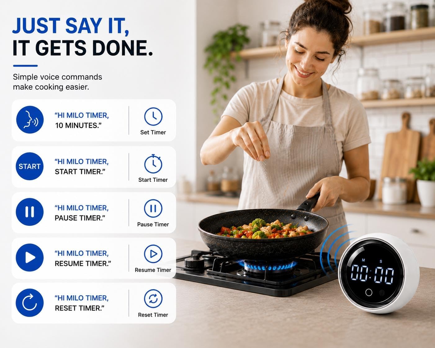 DLUCK Digital Rotating Magnetic Kitchen Timer with Voice Control