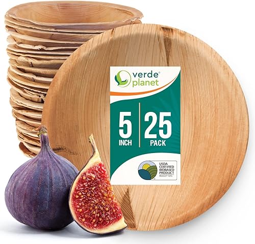 Verde Planet - Cuencos desechables de hoja de palma - Elegante sustituto de la vajilla tradicional - Plato para servir para bodas de primavera,