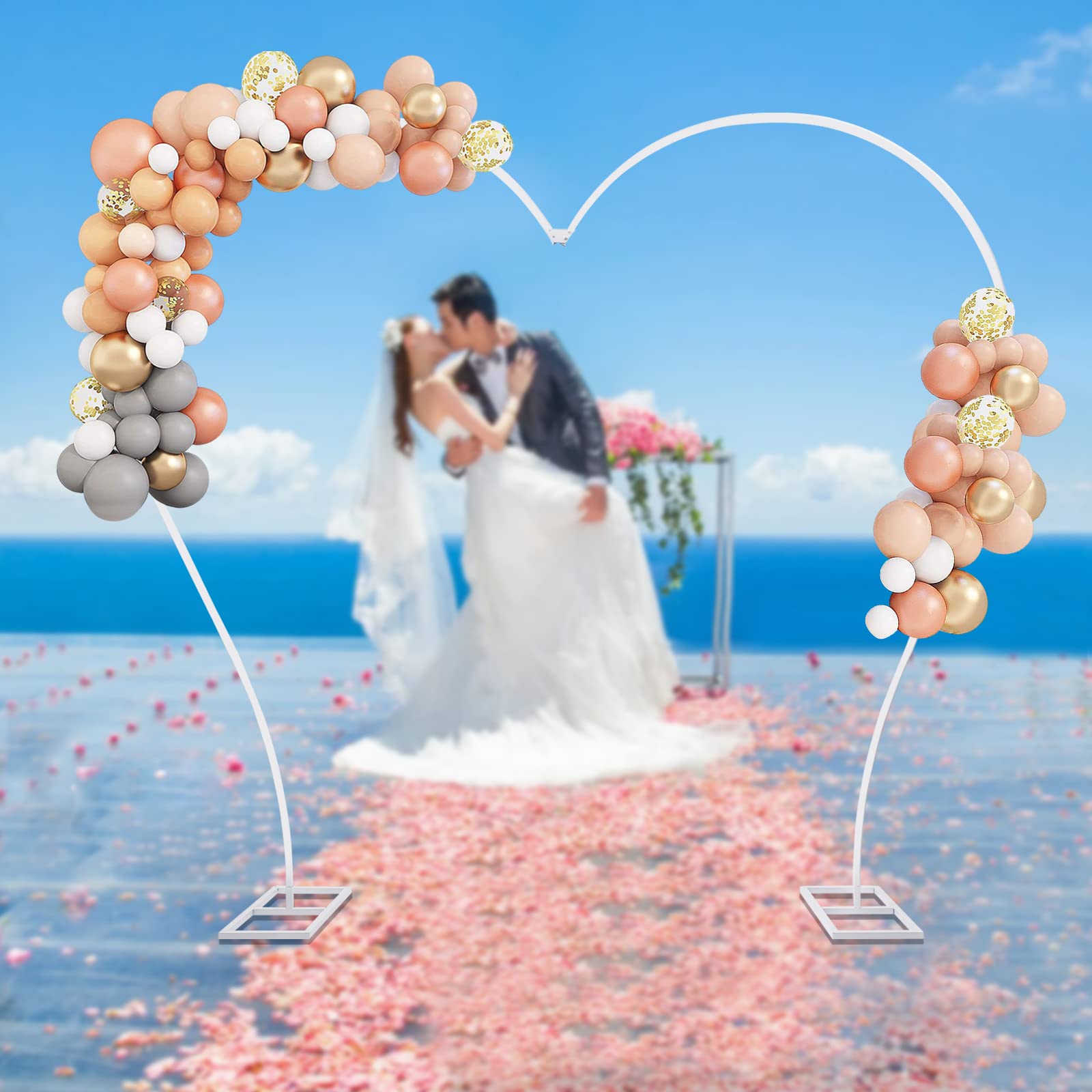 Großer Ballon Bogen Liebende Herz Ballonbogen Girlanden Halter Hochzeitsbogen Garten Pflanzen Rahmen Hintergrund Stand für Hochzeit Geburtstag Party Events Dekoration (Weiß)