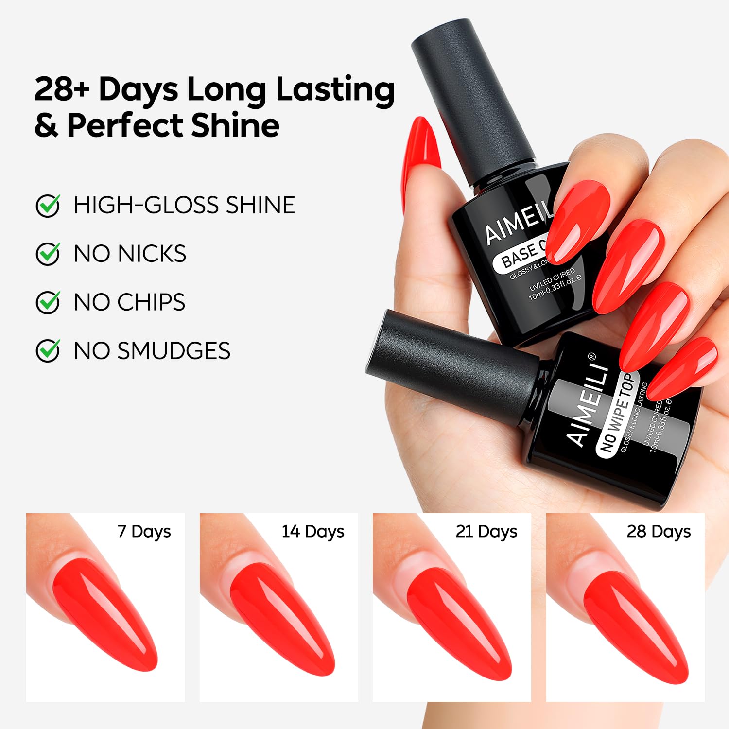 AIMEILI Nail Prep i podkład i lakier nawierzchniowy do żelu, dehydratora i podkładu i lakieru półtrwałego do paznokci zestaw 4 x 10 ml