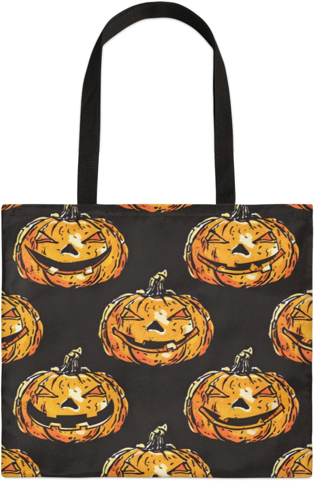 Watercolour Pumpkin Lamps Square Canvas Tote Bag Top Handle Purses Stylish Women Canvas Shoulder Tote Bags Reusable Handbags for Work Travel Picnic Beach Shopping Gym Hiking