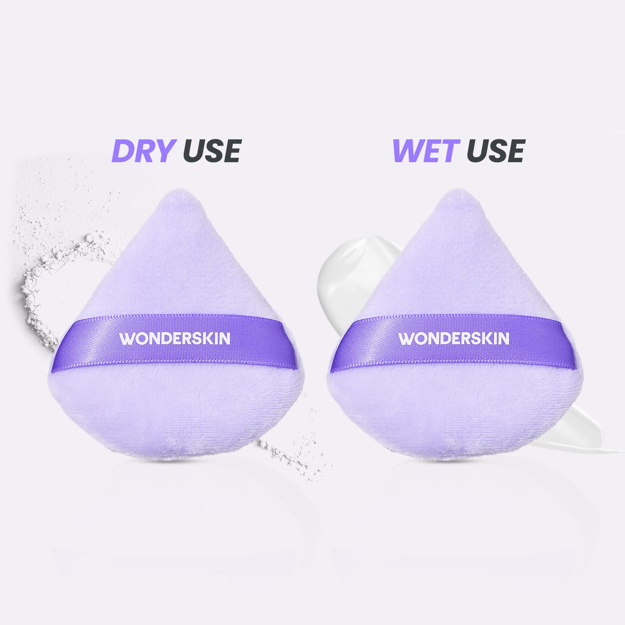 Wonderskin FYP Powder Puff - Piumino Triangolare per Cipria Viso, Piumino di Velluto Morbido per Cipria Libera o Compatta