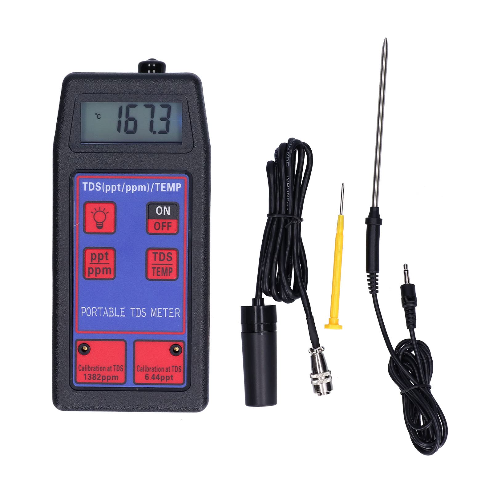 Probador de Temperatura TDS 2 en 1 con Retroiluminación, Material de para Laboratorio Hidropónico, Diseño Antideslizante