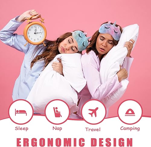 Miniatura 4 de Zhanmai 8 máscaras de unicornio para dormir de gato, máscara de ojos de felpa sintética de piel suave, ojos de gato, unicornio, ojos vendados,