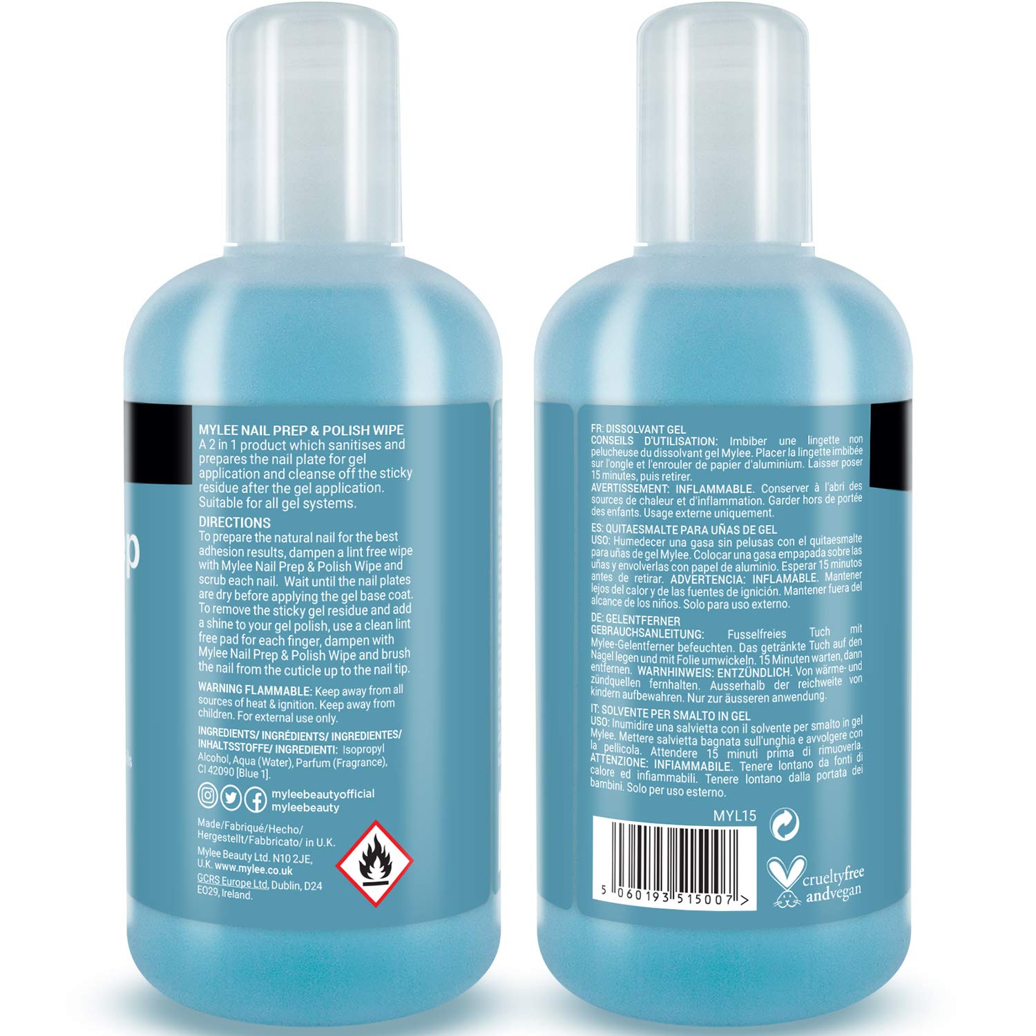 Mylee Gel Prep & Wipe Gel Nail Polish Finishing Wipe Residue Cleaner