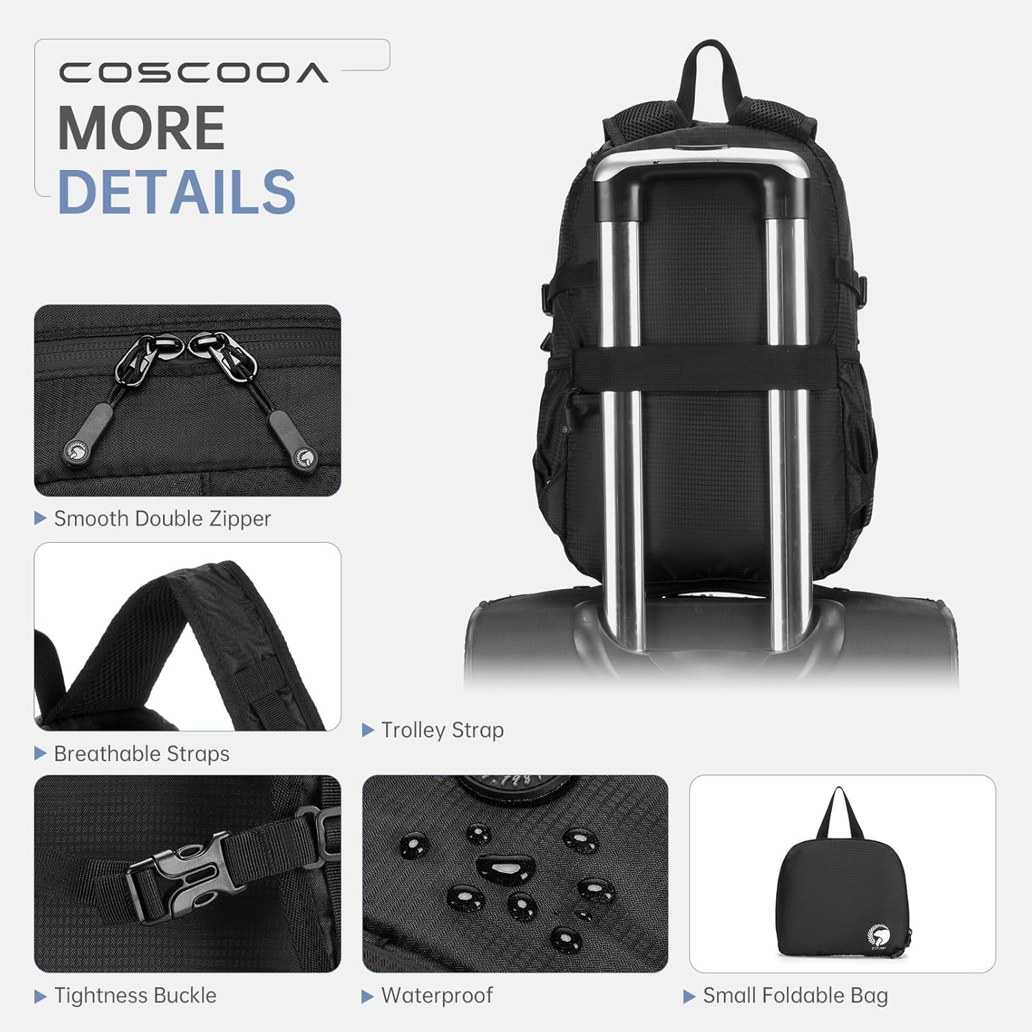 40x30x15cm Personal Item Travel Bag,16x12x6inch Small Carry On Backpack 20L, Flight Approved Underseat Travel Luggage Bag,Mochila de Viaje,Cabin Size Lightweight Backpack - Image 4