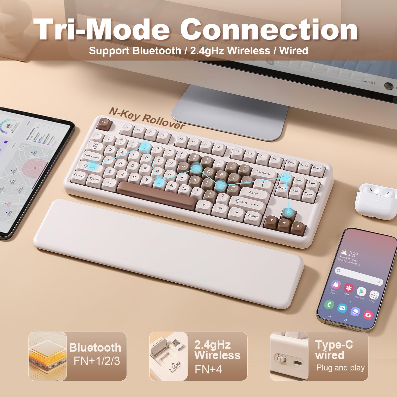 Amazon | YUNZII B87 ワイヤレスメカニカルキーボード ゲーミング