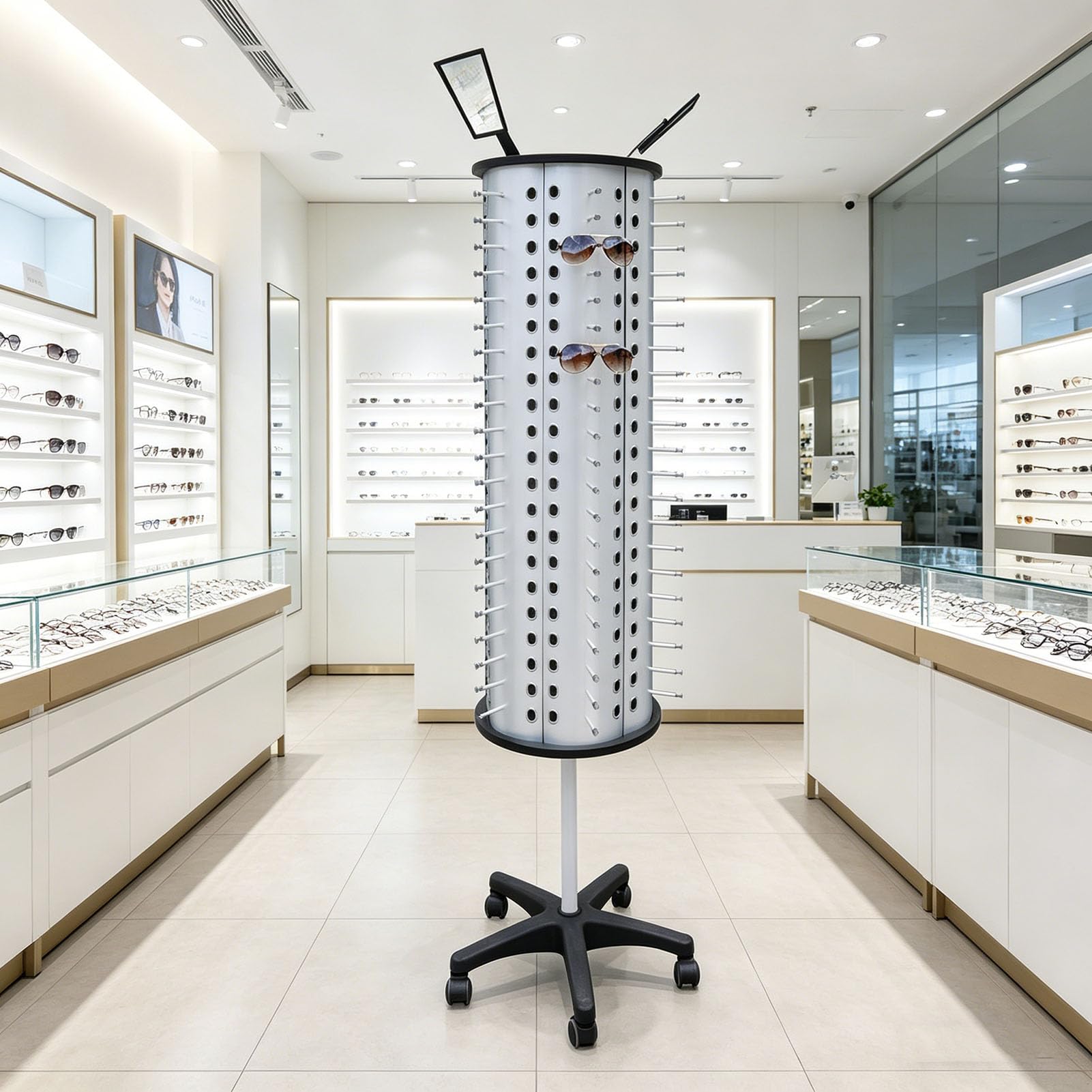 Genérico Soporte Giratorio de Pie para Gafas de Sol de Metal, Soporte Comercial para Gafas de Lectura de Alta Capacidad, Estante para Almacenamiento de Gafas, para El Hogar O Tienda de Gafas