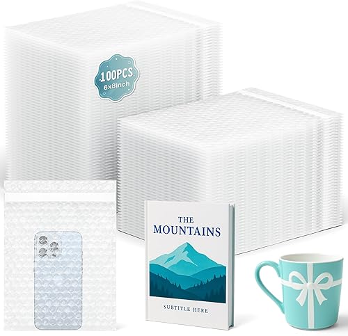 Miniatura 8 de JTIEO 100 bolsas de burbujas de 6 x 8 pulgadas, bolsas autoadhesivas transparentes, amortiguación mejorada de doble pared para envío, embalaje,
