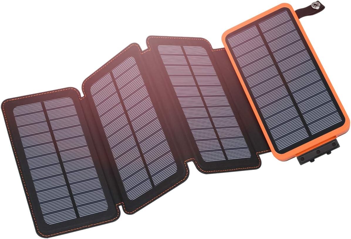 Solar Charger 25000mAh, Benfiss Portable Solar Power Bank with 4 Solar Panels and Fast Charge External Battery Pack with Dual 2.1A Outputs USB port Compatible for Most Smartphones Tablets and More