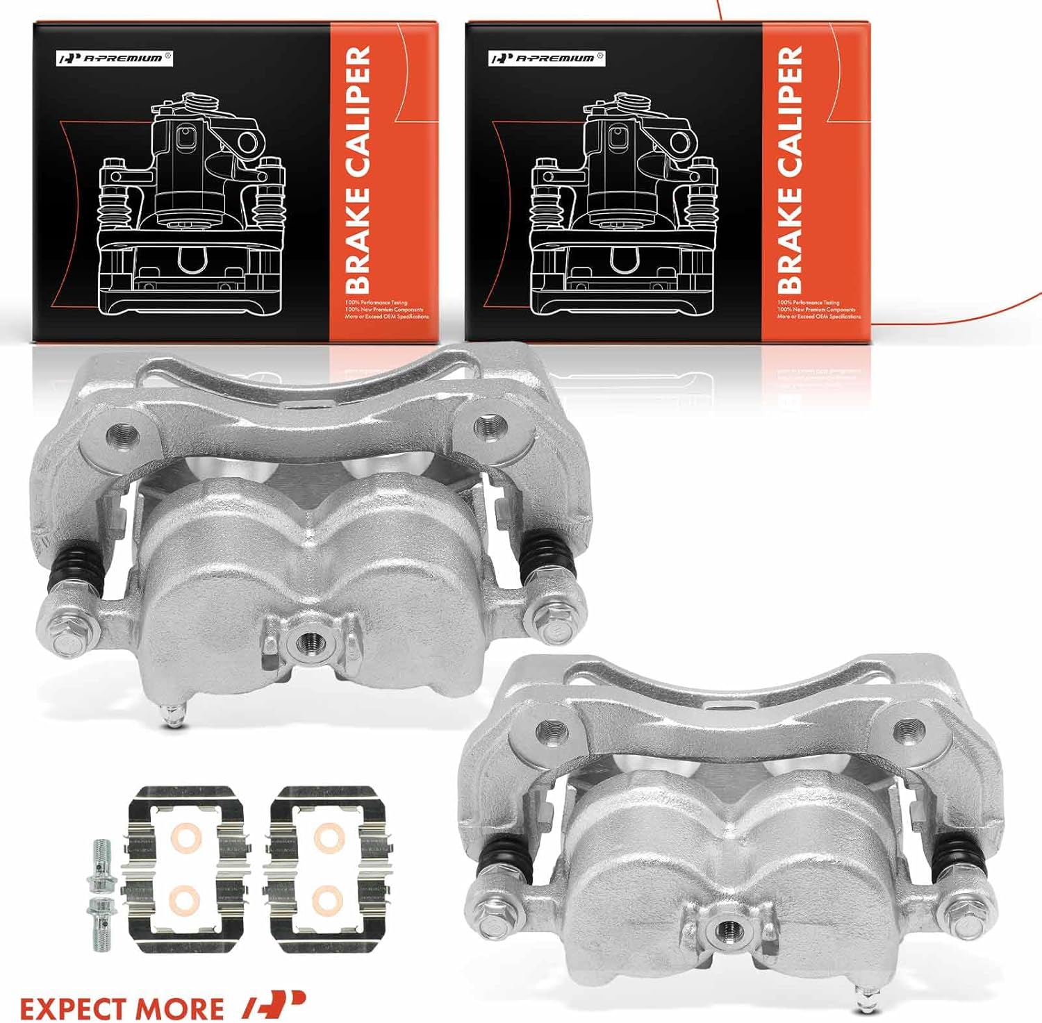 A-Premium Disc Brake Caliper Assembly with Bracket Compatible with Select Kia and Hyundai Models - Sedona 2006-2014, Entourage 2007-2008 - Front Driver and Passenger Side, 2-PC Set