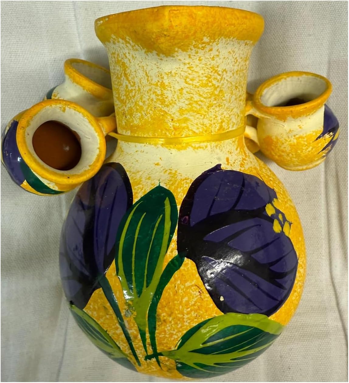 Made in Mexico Tequila Holder With 5 Shot Glasses Mexican Tequilero Madera Container Hand Painted Barro Clay