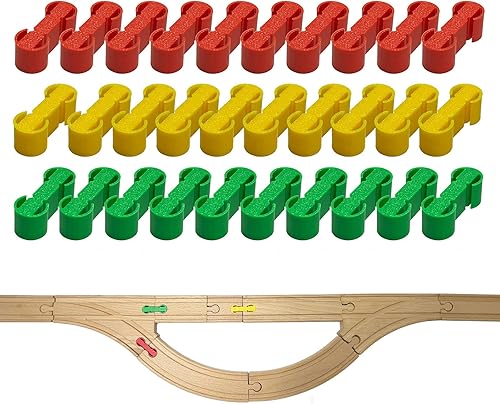 Miniatura 10 de Accesorios de madera para rieles de tren, 44 piezas de conectores de madera para riel, compatibles con todas las principales marcas de tren, regalo