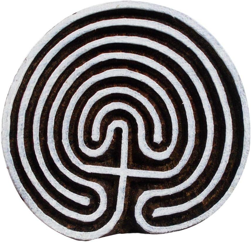 Labyrinth Maze Pattern Indian Brown Blocks Textile Fabric Pottery Clay Heena Tattoo Scrapbook Stamps