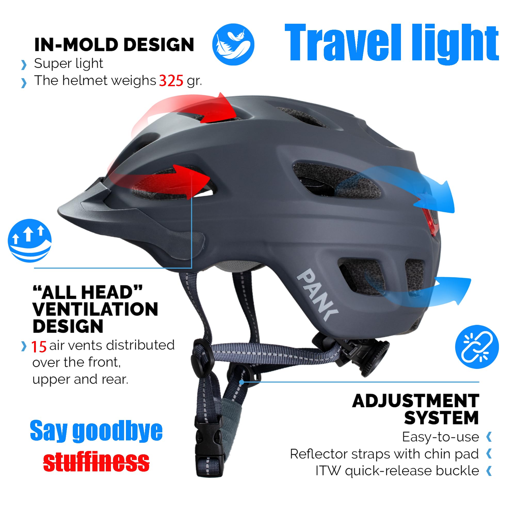 PANK Mix Casco Bicicleta Adulto Premium con Acolchado Casco Patinete electrico Adulto Certificado CE MTB Bici Ciclismo Skate Hombre Mujer