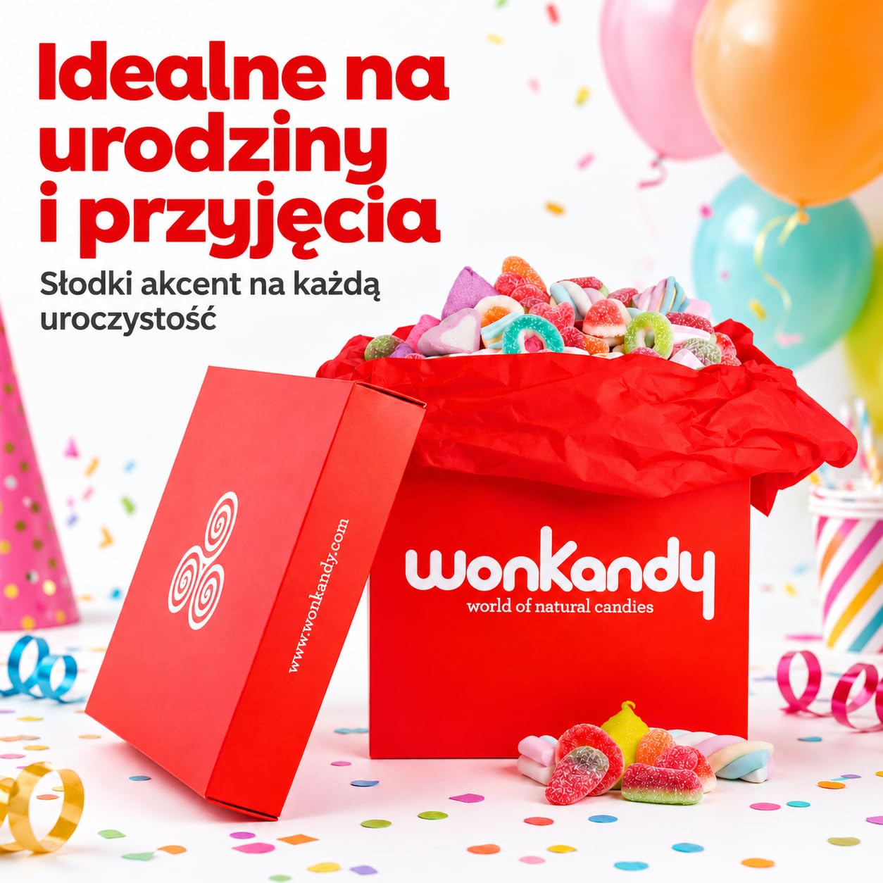 Wonkandy Caja Roja XXL 3 kg Pudełko Prezentowe ze Słodyczami