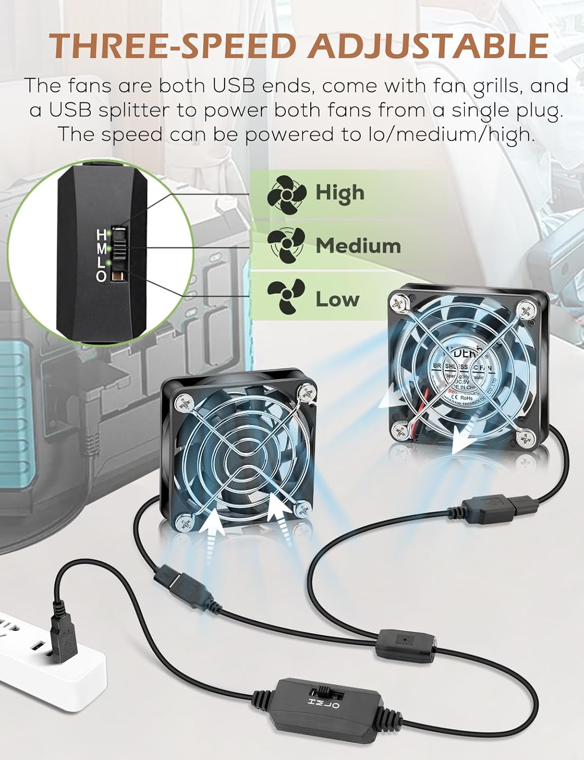 60mm x 15mm 2-in-1 USB Fan 5V Brushless Mini PC Case Cooler image 2