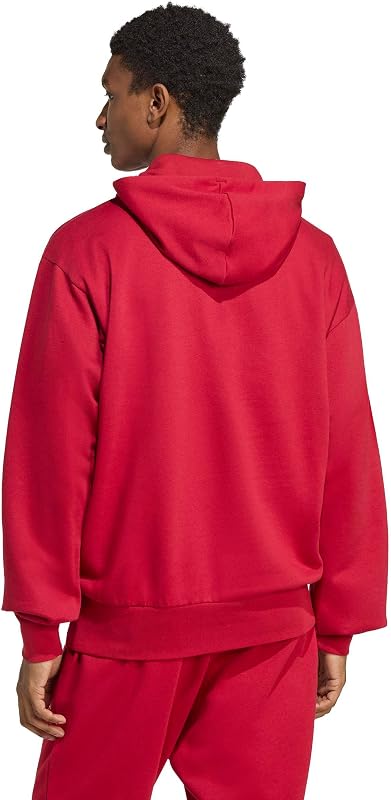 adidas Men's Essentials FeelCozy Fleece Hoodie, Maroon/White, X-Large image 3