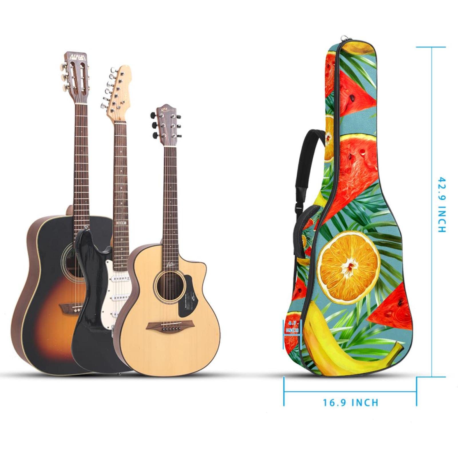 Torba na gitarę akustyczną wodoodporna gitara plecak gruby miękki wyściełany wzór owoców klasyczna gitara obudowa, Kolor6, 42.9x16.9x4.7 in, Organizer do torby
