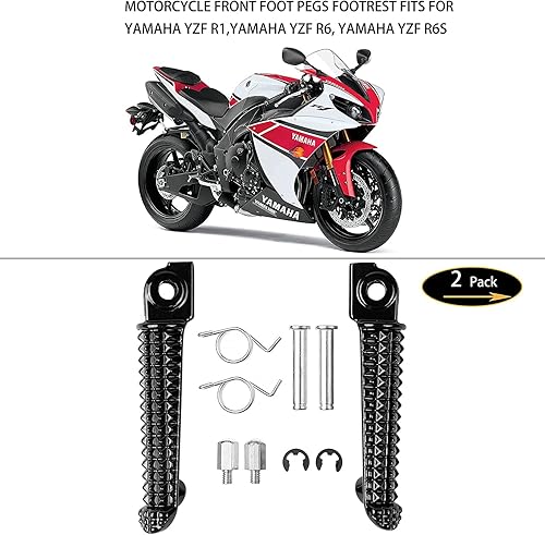 Miniatura 2 de Estriberas delanteras para Yamaha YZF R1 1998-2023, R1S R1M 2015-2023, R6 1999-2020, R6S 2003-2009 (delantero-negro)