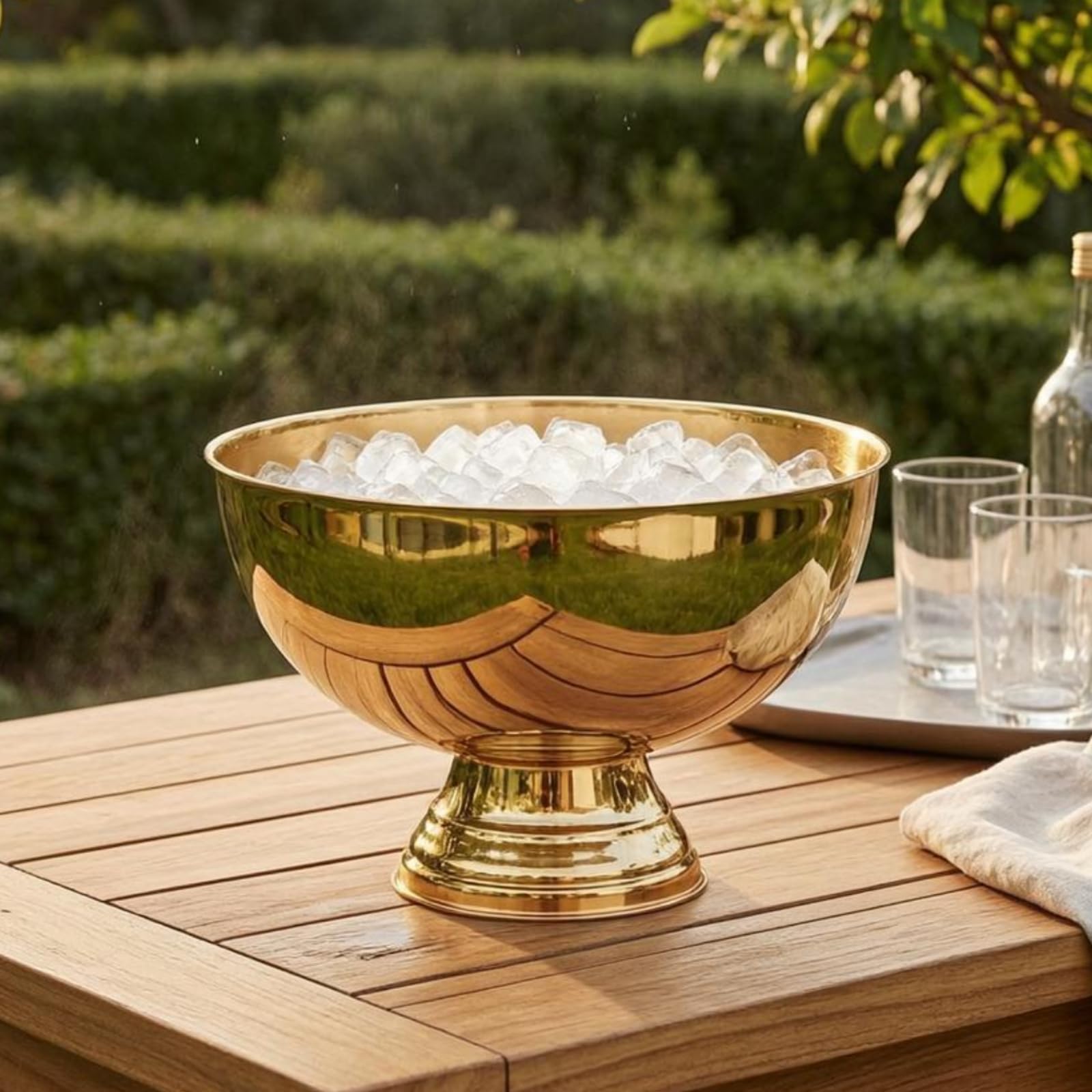 F Fityle Secchiello Champagne Secchiello Ghiaccio Ciotola Vino Catino Birra in Acciaio Inox Finitura Bocca Larga per Bottiglie E Cocktail Base Alta Capienza, Oro Rosa