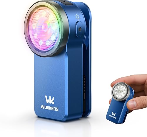 Wurkkos HD03 - Linternas recargables EDC con clip, linterna brillante de bolsillo de 680 lúmenes, combina focoreflectorluz RGB, magnética, IPX6