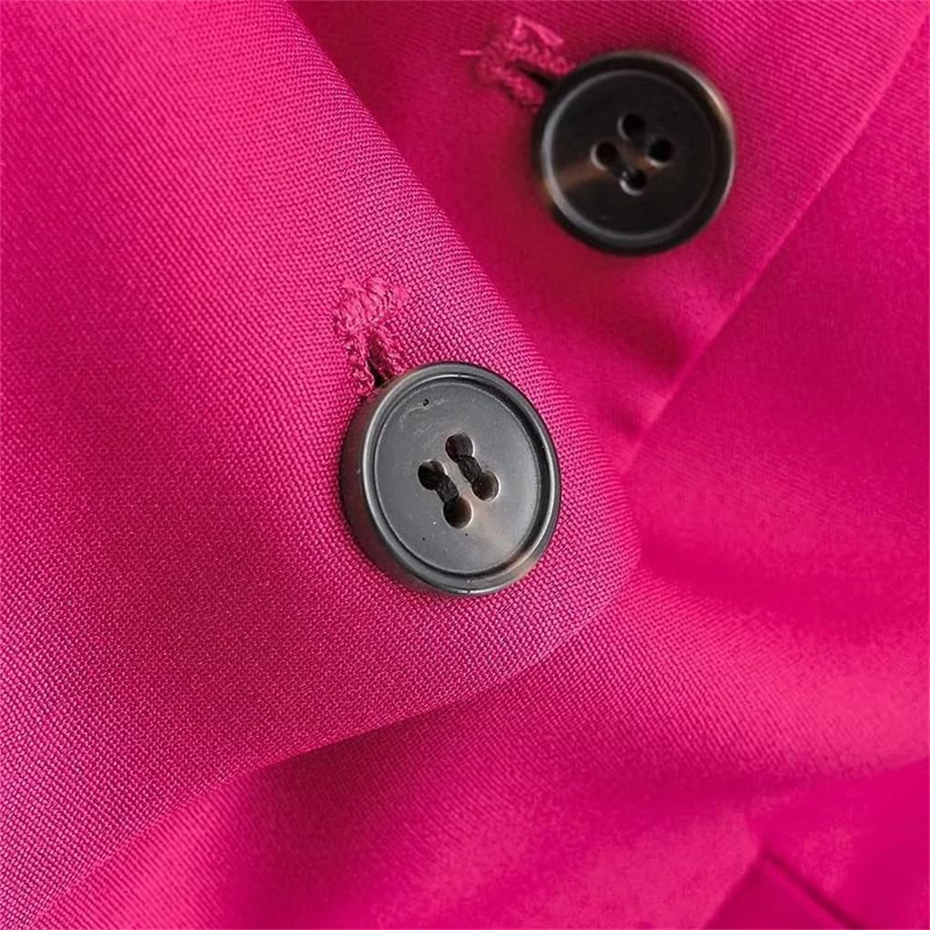 REHJJDFD Chaleco de traje para mujer con cuello en V y botonadura simple, color rojo rosa, ajustado, corto, asimétrico, delgado, sin mangas
