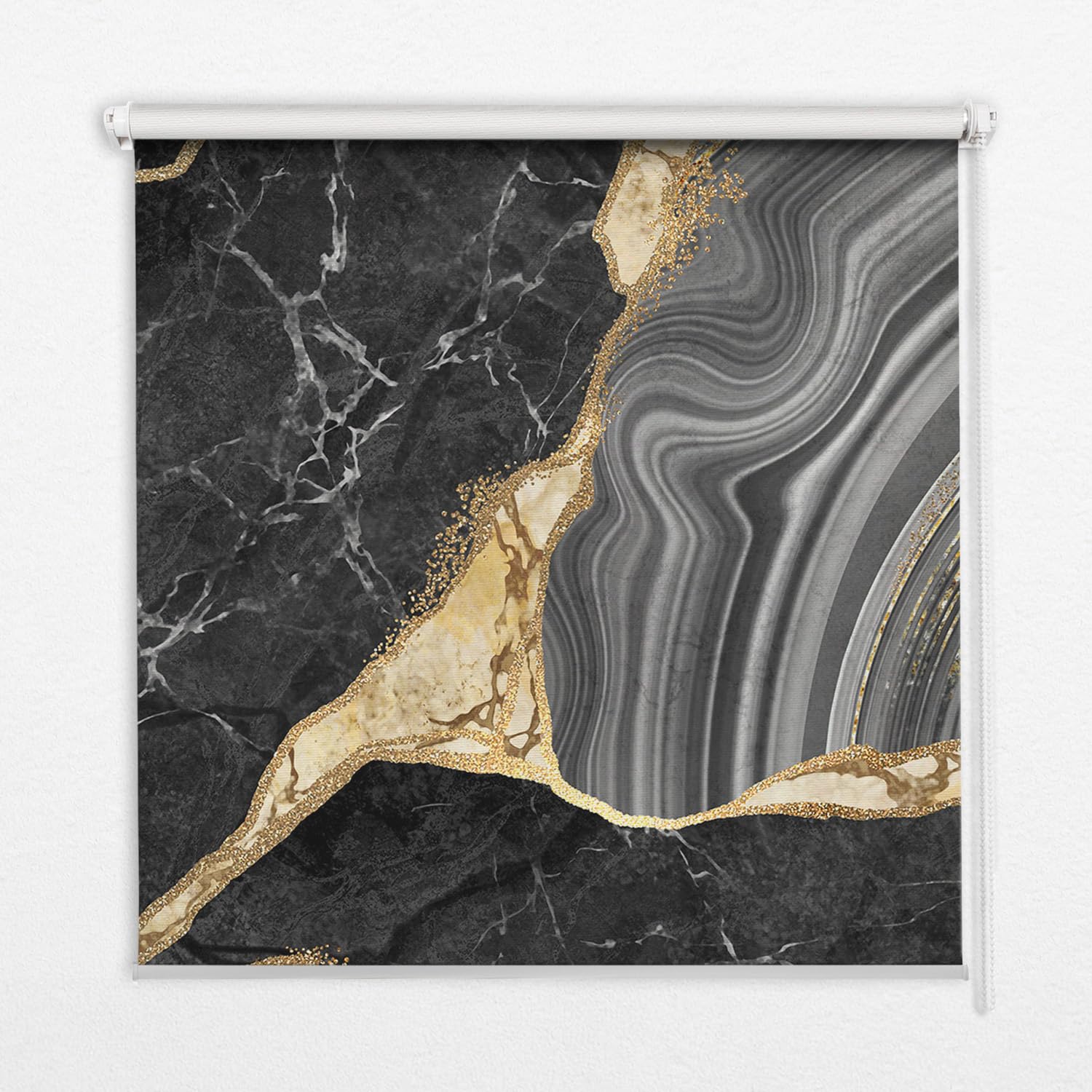 Store enrouleur motif marbre noir effet haut de gamme pour intérieur chic