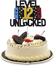 Prasacco Birthday Cake Topper, Theme Game, Happy Birthday Cake Topper with Food Paper, Birthday Cake Topper for 12 Year Old Boy Girl (1 Piece)