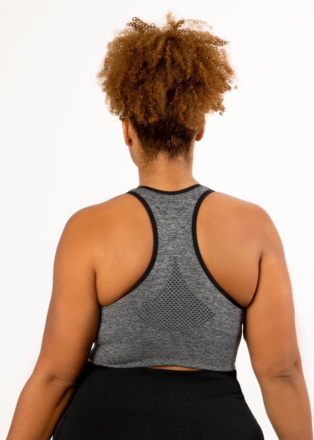 Under Control Plus Size Sport Bras for Women Large Bust Seamless Racerback Padded Yoga Workout Bras Black White Pack 1X-2X-3X - Image 3