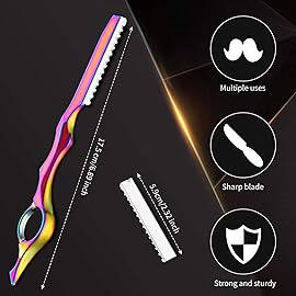 Mudder 11 Pieces Styling Razor Thinning Comb and Texturizing Cutting Comb with Replacement Stainless Steel Razors for Salon Home Use (Vivid Neon)