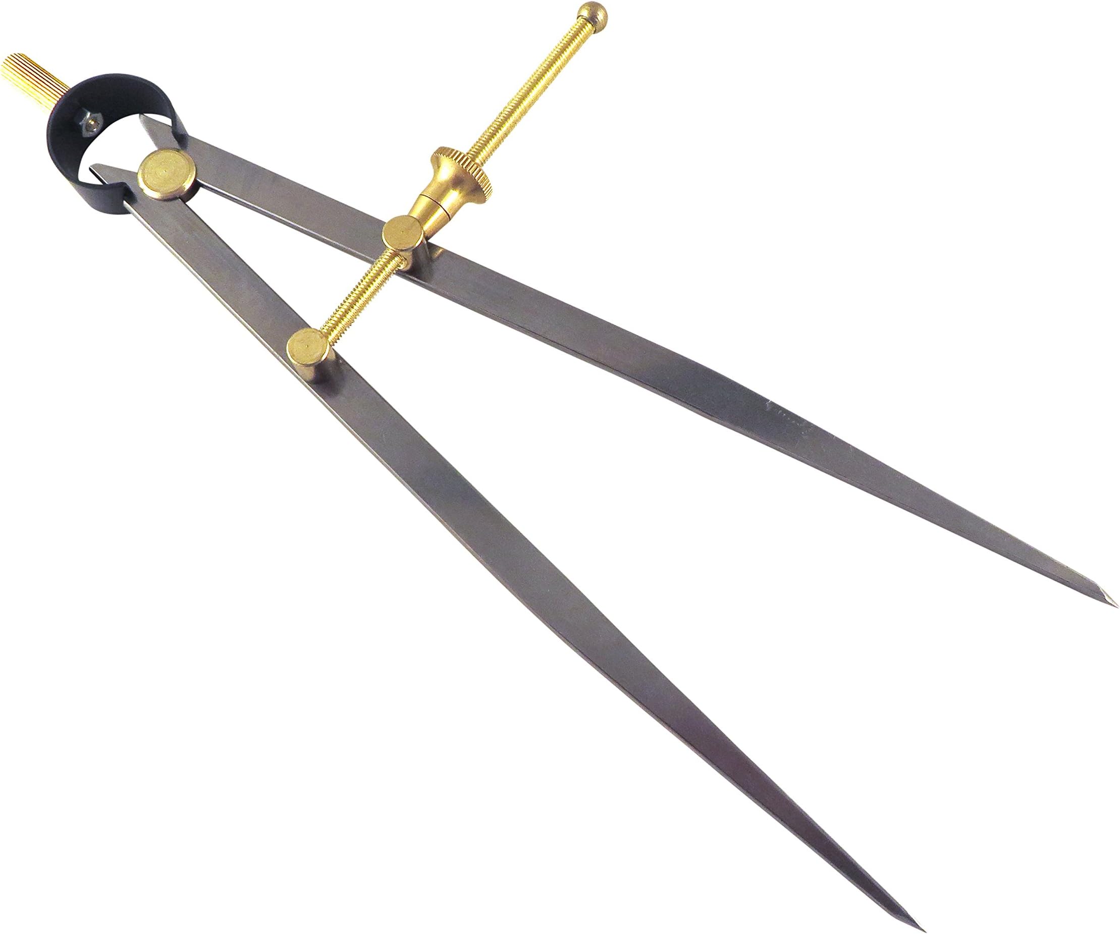 Toolmaker's “Yankee” Quick-Spring Nut, Rapid Adjust, Spring Dividers Calipers Compass, 0-8.5” / 215 mm Range, Brass Fulcrum and Fine Adjustment Mechanism, Flat Leg, C7-8