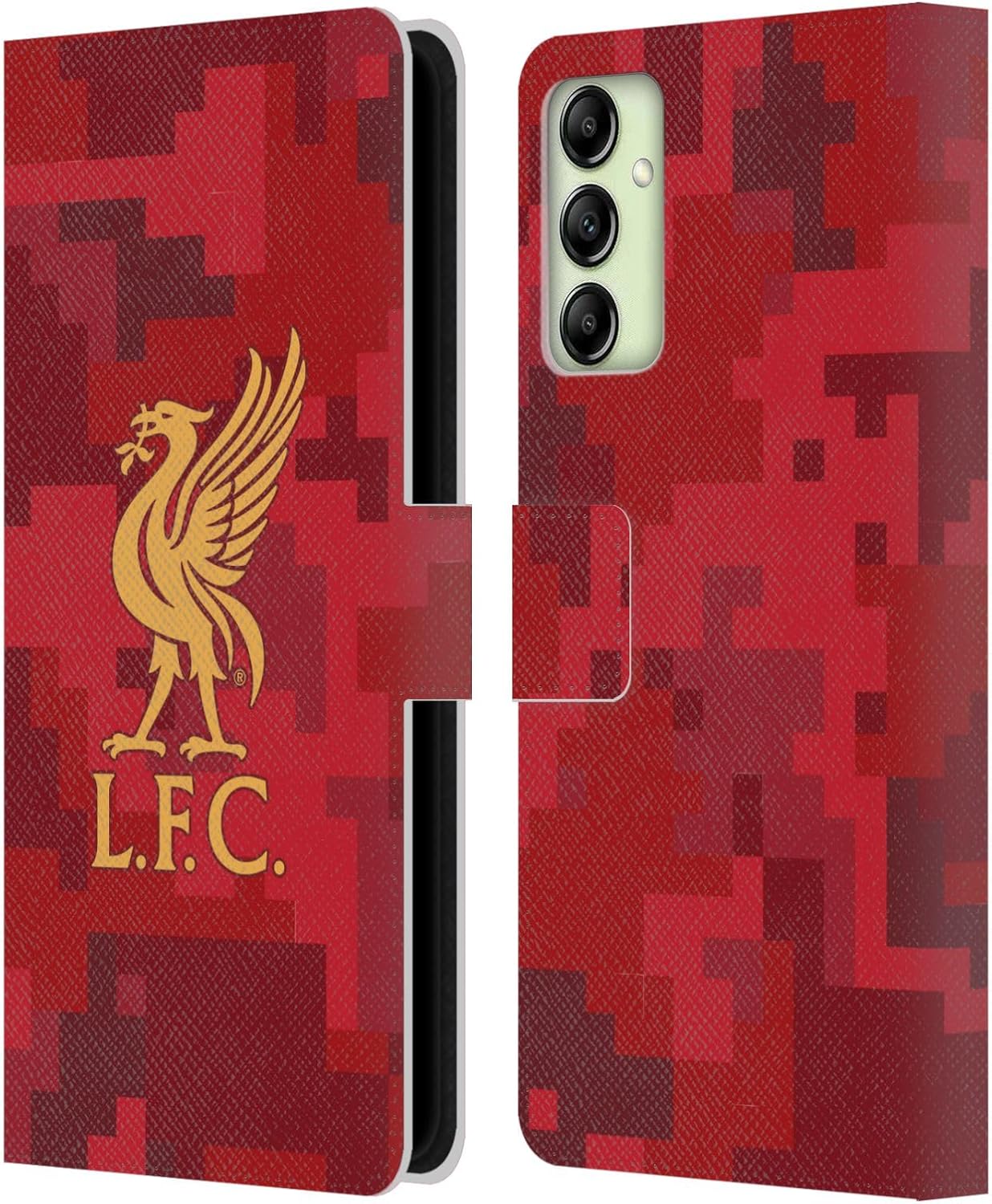 Head Case Designs Officially Licensed Liverpool Football Club Away Colours Digital Camouflage Leather Wallet Case Compatible with Samsung Galaxy A14 5G