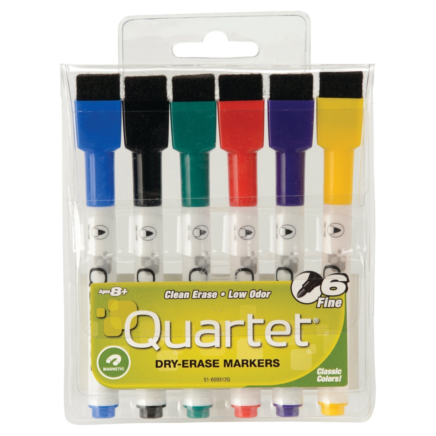 Quartet Magnetyczne markery suchościeralne, drobne punkty, do wielokrotnego pisania, mini, magnetyczne, różne kolory, 6 sztuk (51-659312Q)