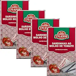 Sardinhas em Lata Ramirez em Molho de Tomate - Tampa Abre Fácil - Superalimento -125g - Produto de Portugal - 4 Un. Rico em Ômega 3 - Licopeno - Café da Manhã - Almoço - Lanche - Jantar - Fonte de Proteína
