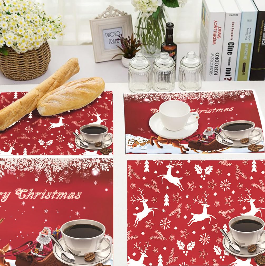 Tovagliette Natalizie 6 Pezzi Luriseminger: 33x45 Cm In Cotone E Iuta, Lavabili E Termoresistenti