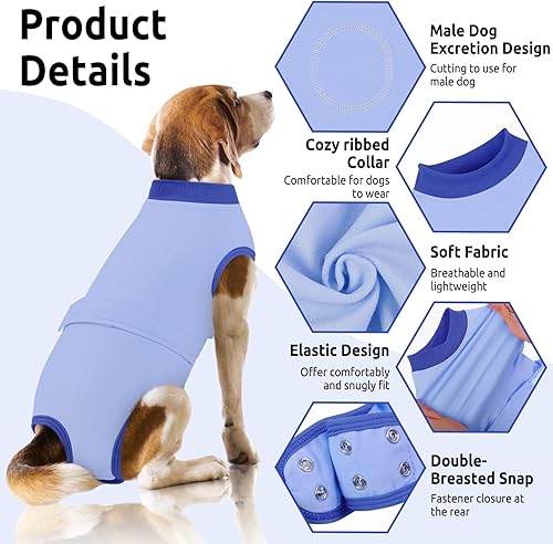 Miniatura 2 de Queenmore Traje de recuperación quirúrgica para perros, traje de recuperación para perros y gatos después de la cirugía, traje de algodón
