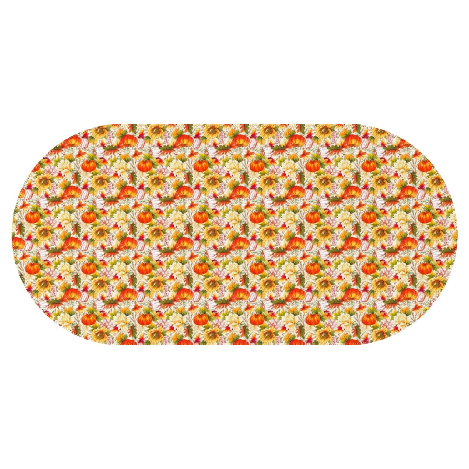 Aokoyi Fall Pumpkin Tablecloth 60x120 Inch, Waterproof Washable Farmhouse Oval Table Cloth Cover, Autumn Sunflower Seasonal Tablecloth for Party Picnic Dinner Home Decor