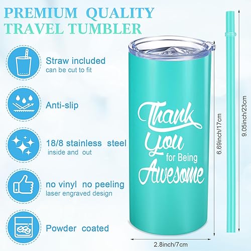 Miniatura 2 de Bokon Vaso de viaje de acero inoxidable de 16 onzas con tapa y pajilla, regalos de agradecimiento para empleados, compañeros de trabajo, amigos,