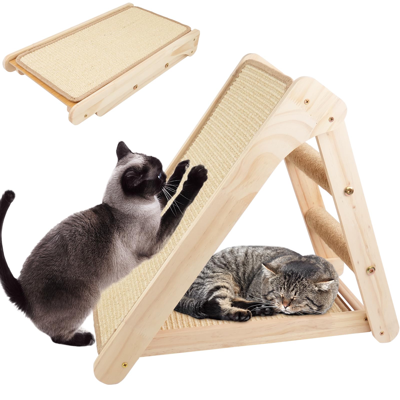 Sibosen Triangle Cat Scratcher, 3-Sided Cat Scratch Pad with Natural Sisal Mat for Indoor Cats