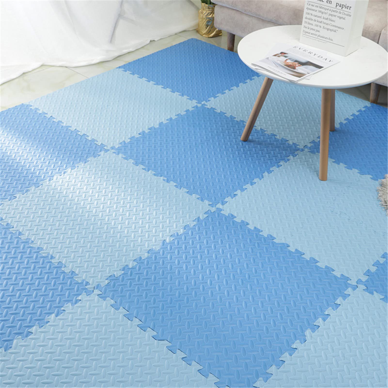 Spielmatten,30X30x1,2Cm Ineinandergreifende Schaumstoffmatten Für Kinder,Puzzlematte Aus Weichem Schaumstoff,Kinder Krabbelmatte Für Spielzimmer Schlafzimmer Wohnzimmer,Blue color+dark blue,20pcs